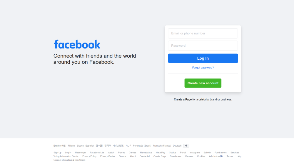 Facebook login